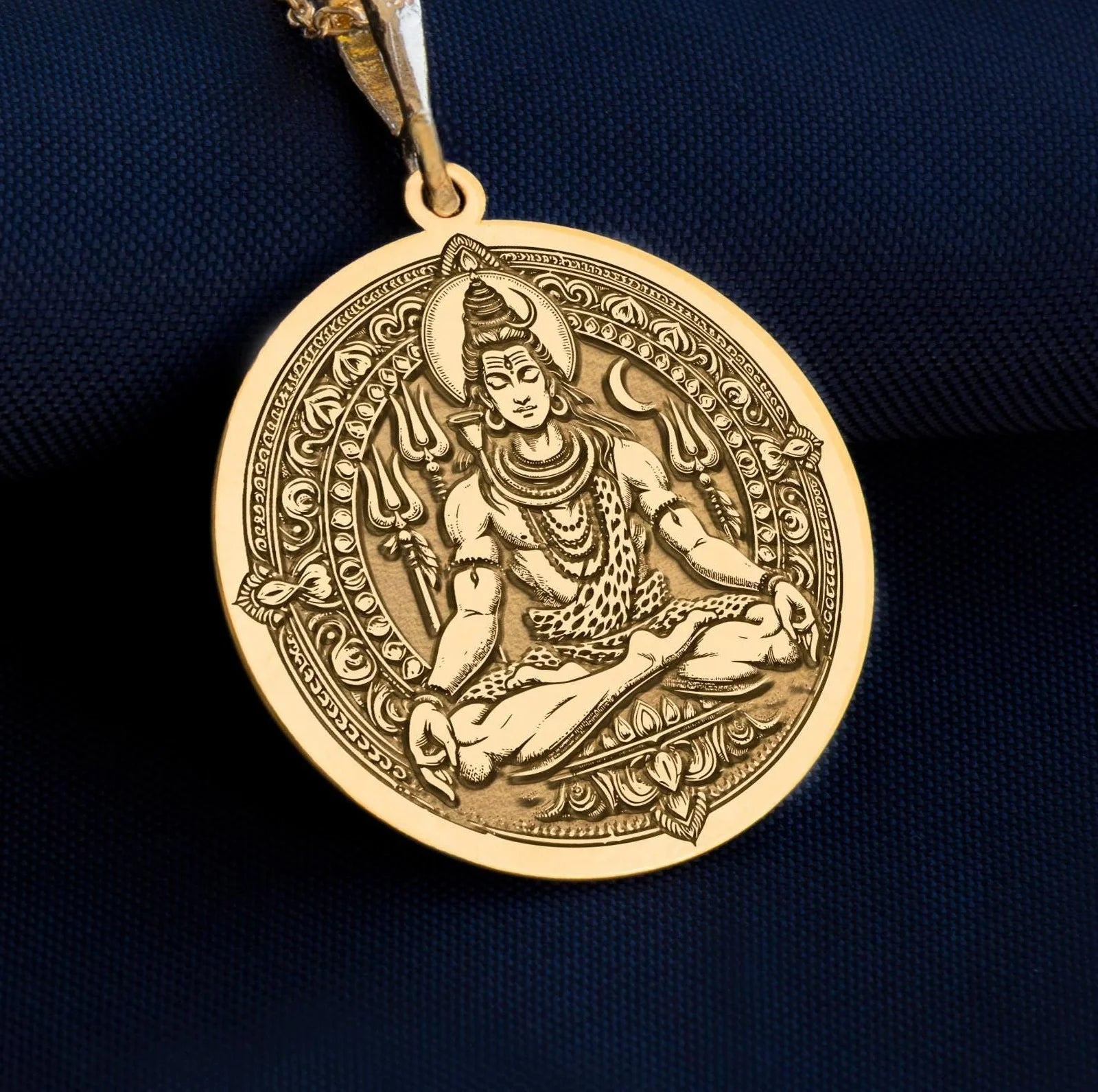 Shiva God Coin Pendant Necklace | Silver & Plated Options - Spiritual Protection Hindu Mythology