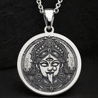 Shiva God Coin Pendant Necklace | Silver & Plated Options - Spiritual Protection Hindu Mythology